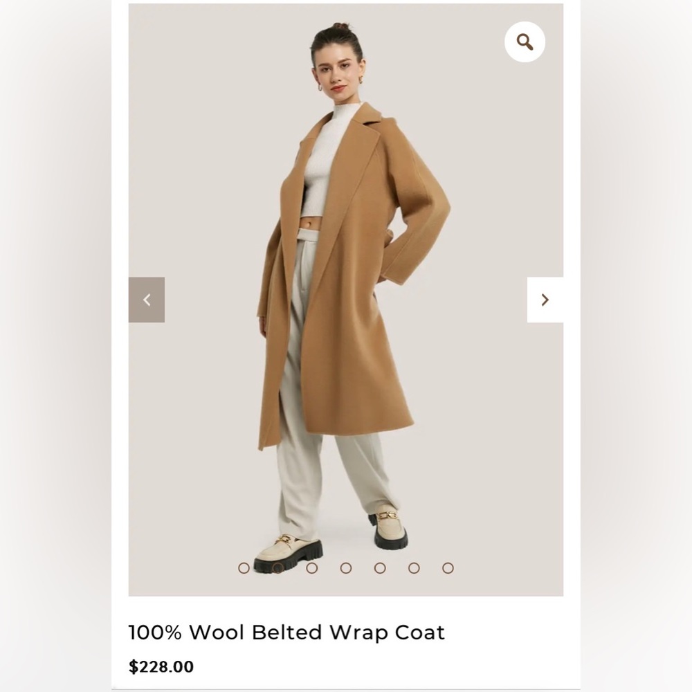 100% Wool Belted Wrap Coat